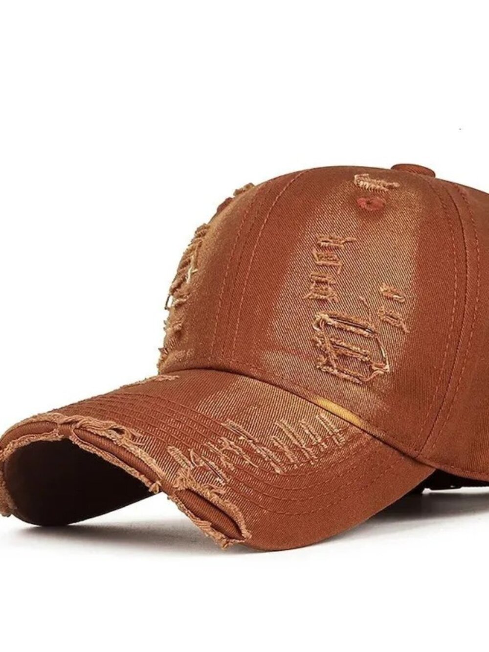 Light Brown Distressed Washed Dad Hat Adjustable Baseball Cap Unisex Casual